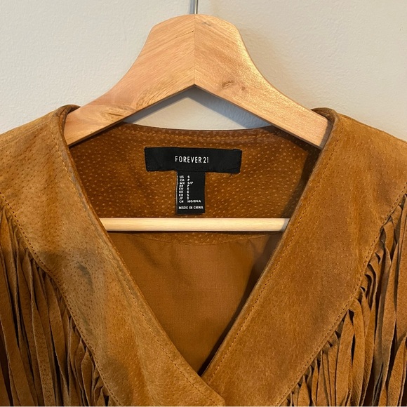 Forever 21 Fringe Jacket Pigskin Leather Lined - Picture 3 of 10